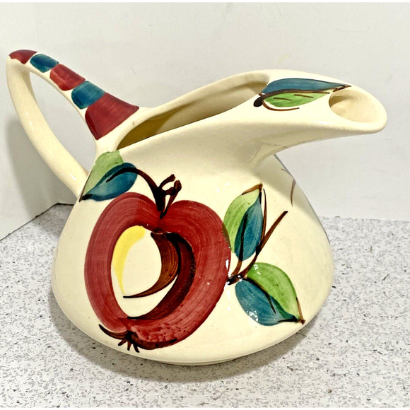 Vintage Purinton Pottery Apple Pattern 28 fl oz pitcher ice lip 1940s kitchen - Picture 12 of 12